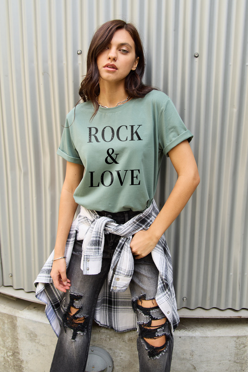 Simply Love Full Size ROCK & LOVE Short Sleeve T-Shirt