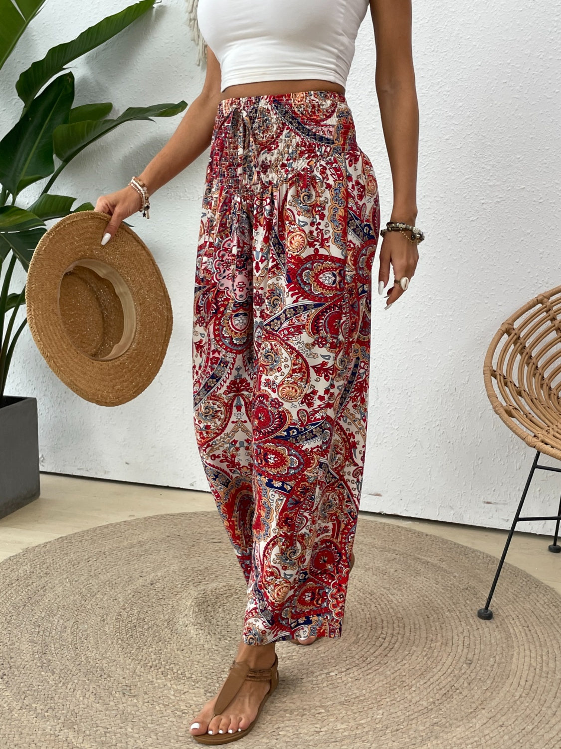 Printed Wide Leg Pants