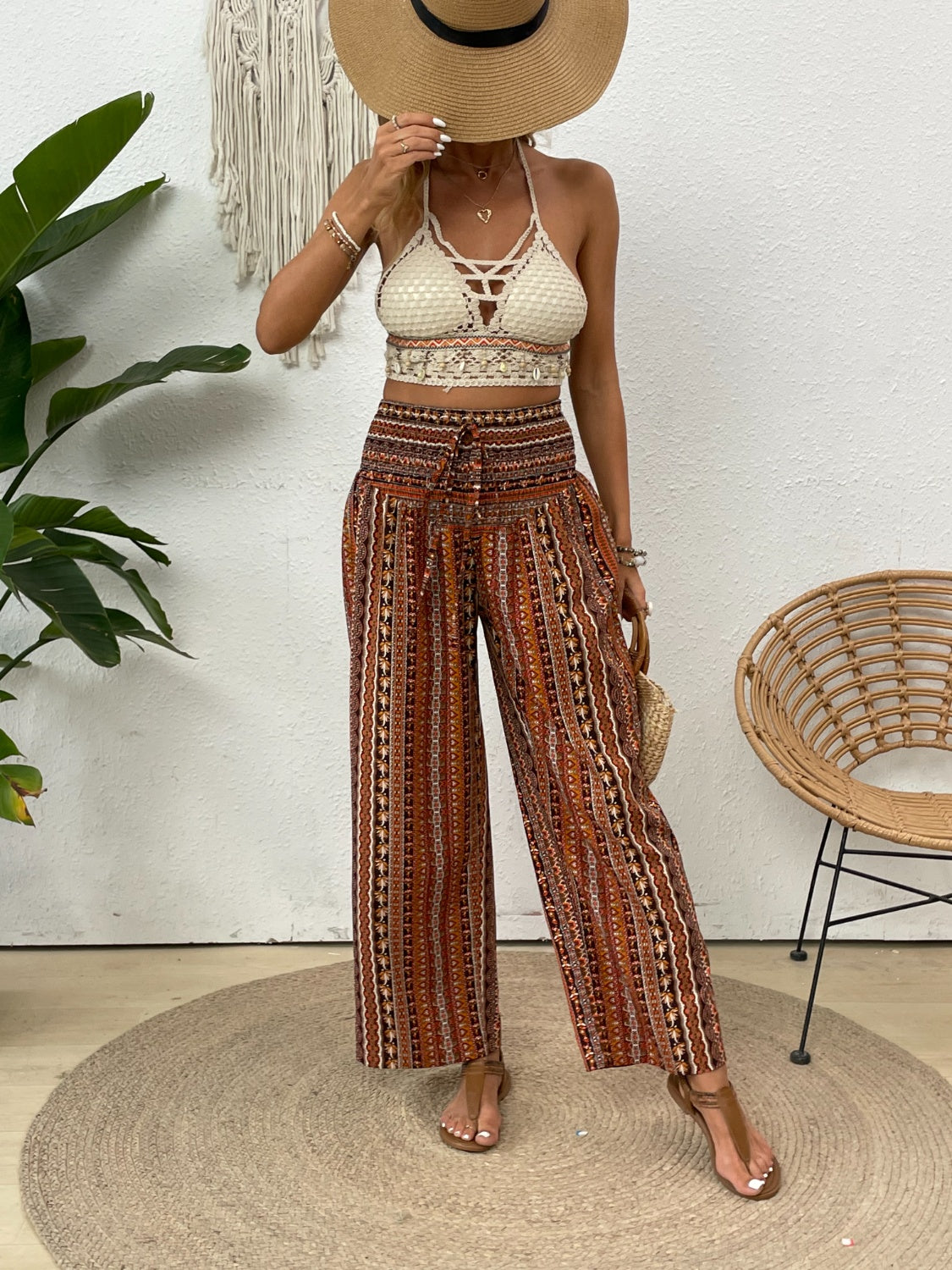 Printed Wide Leg Pants