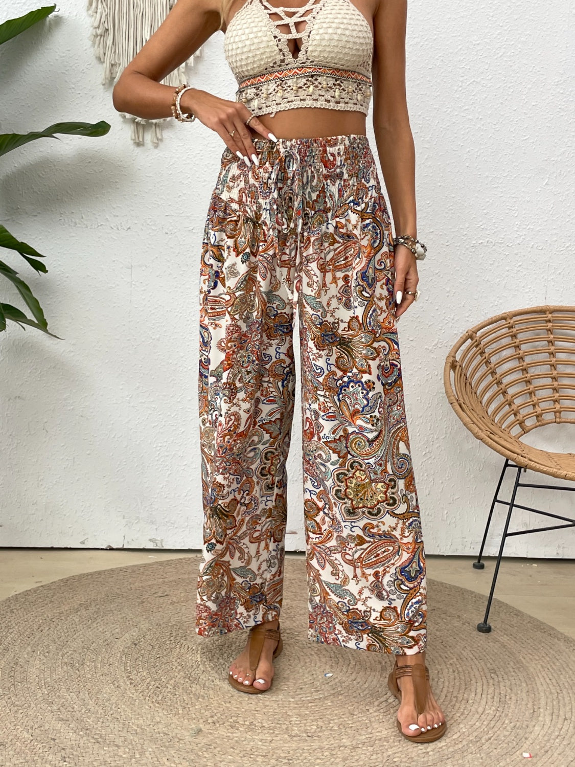 Printed Wide Leg Pants